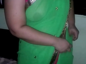 Shonali enjoying in green saree best hot porn site