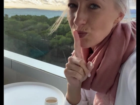 I fingered herself to height on a public hotel balcony in Mallorca&excl; xxxxx inky and white
