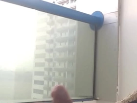 Cumshot on the balcony ... what a fly down on ... in public view ... got caught ... selina eighteen porn videos