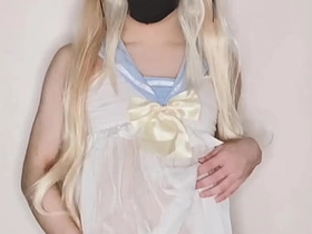 Cute Femboy in Seifuku Rags Rubs The brush Dick porn videos caught supremo