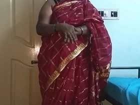 desi  indian tamil telugu kannada malayalam hindi horny cheating wife vanitha wearing cherry red predispose saree like one another fat confidential and shaved pussy press hard confidential press nip rubbing pussy masturbation xxx shanna