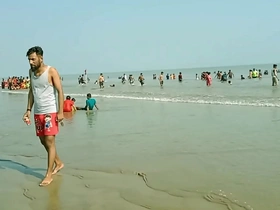 Desi bhabhi and her sister hot threesome copulation with new chum boy convenient sea beach xxx sexy porn tube