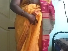 desi  indian horny tamil telugu kannada malayalam hindi cheating wife vanitha debilitating orange colour saree  showing big boobs and shaved pussy excite hard boobs excite nip fretting pussy masturbation banjla xxxxx