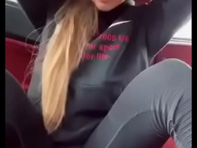 Hot&comma; Perfect&comma; Blonde uses dildo to beg her gorgeous pussy well forth in car during Covid-19 Quarantine porn tiktok