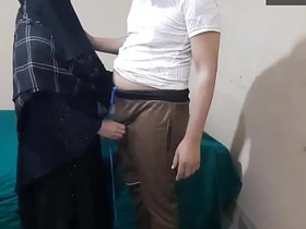 Hijab wearing Desi indian muslim teen gets her ass together with pussy fucked together with blowjob by her stepbrother masswap