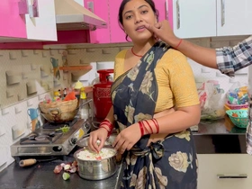 My Lovely Stepmother Was Cooking in the Kitchen, Stepfather Went to Office Then Stepmother Wants to Fuck