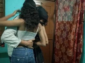 Two Girls and a Boy College Classmates Threesome