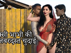 Desi Indian Sexy Bhabhi Fucked by Two Strangers