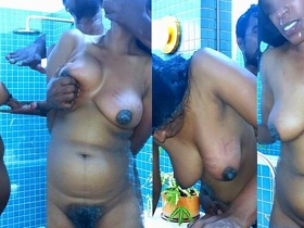Boob punishment and extremely hard fuck in bathroom