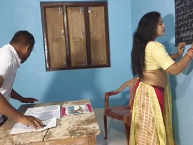 Sexy English Teacher Madam Nude Business with Her Student in the Class Room Part -1