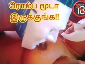 Chennai Tamil Couple Love Multitude Session with Tamil Audio and Transparent Loud Bellyaching cramp