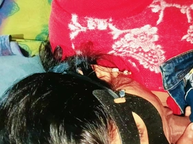 Desi Bhabhi Cumshot in the matter of Mouth Excellent Blowjob Non Stop Sucking Big Black Dick